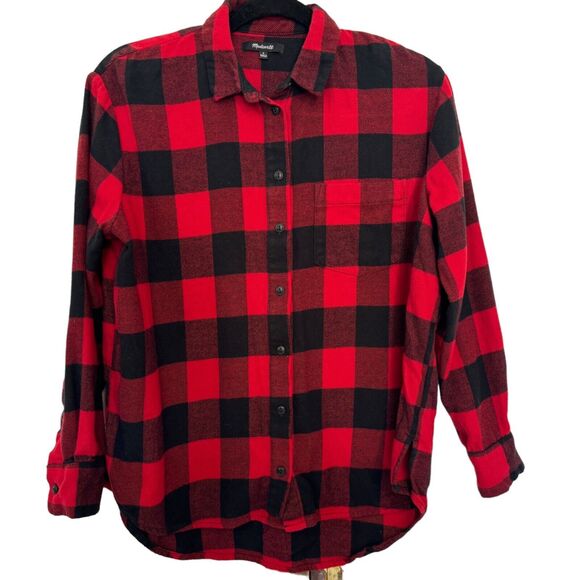 Madewell Women's plaid flannel high-low hem button down shirt, Size S - Picture 7 of 10